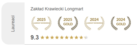 Zakład Krawiecki LONGMART — laureat i zdobywca złotych wyróżnień Orłów Krawiectwa 2024 i 2025, ocena 9,3